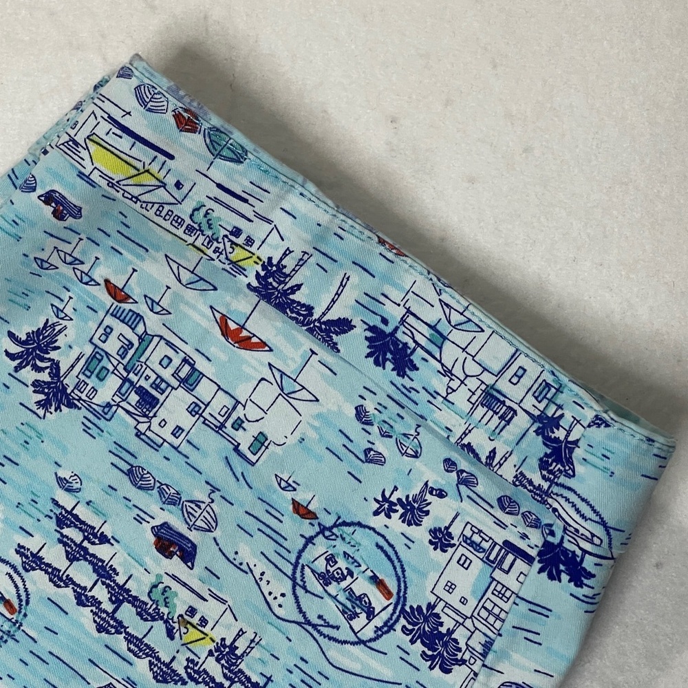 Talbots The Weekend Chino Whimsical Nautical Vacation Boats Print Size 20 - Picture 9 of 10